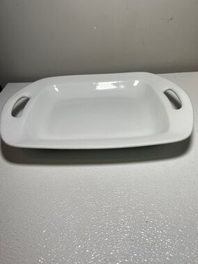 Pottery Barn GREAT WHITE 16 1/2" Rectangular Handled Serving Platter/ Tray RARE